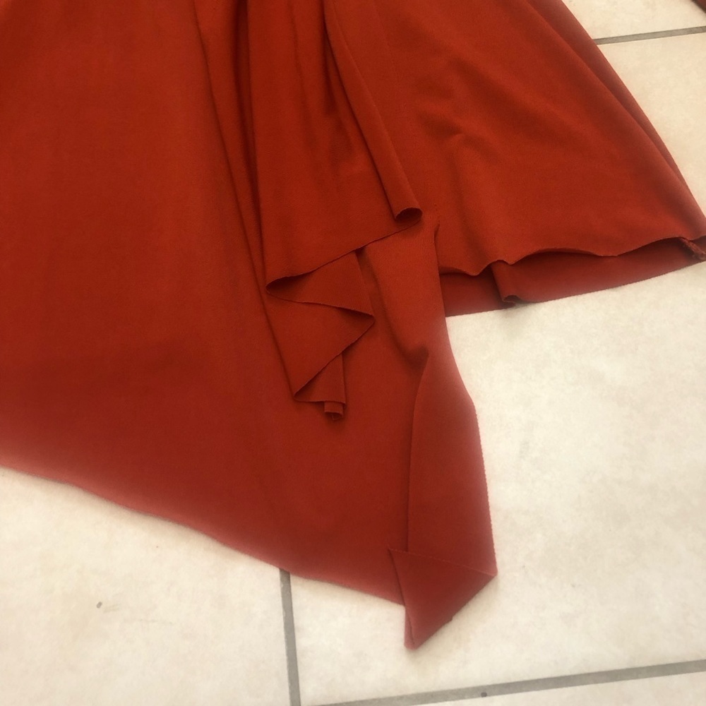 Gabriella Rossi burnt orange faux wrap blouse, M, asymmetrical hem - Picture 5 of 8